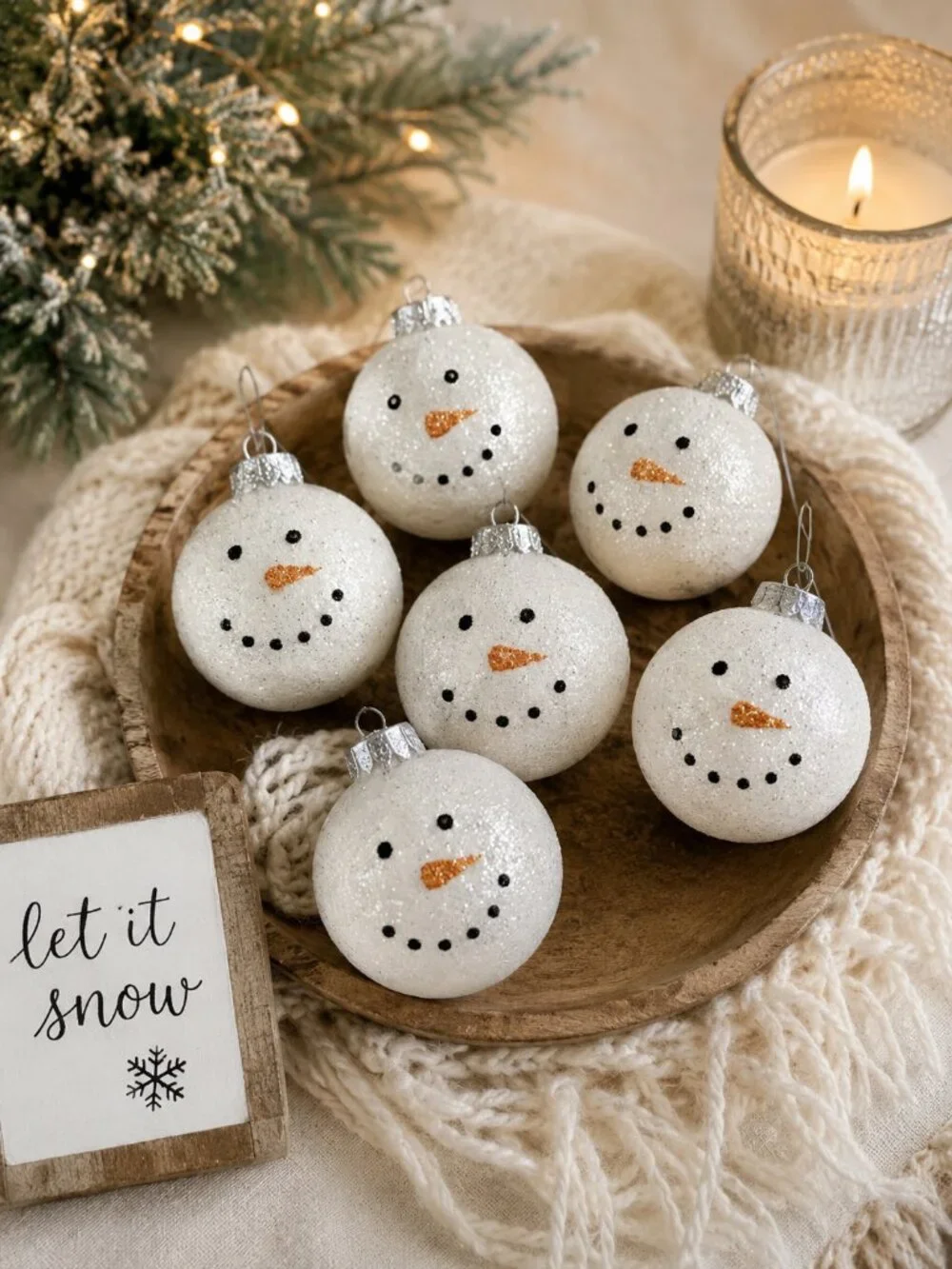 Snowman Face White Holiday Ornaments - Home Holiday